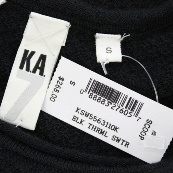 K.A.7 Black Wool Long Sleeve Textured Sweater Size S New - Picture 6 of 6